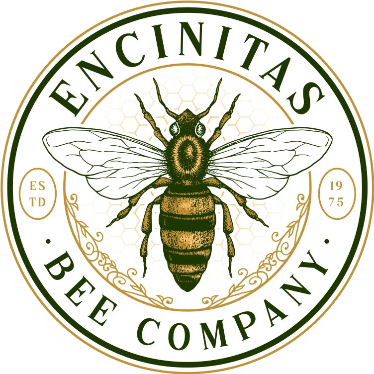 Logo of Encinitas Bee Company featuring a detailed bee illustration.